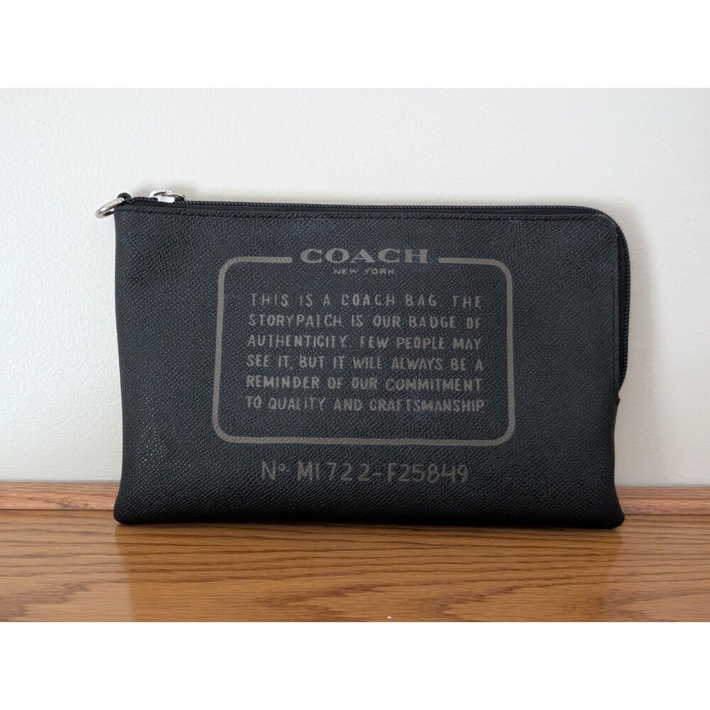 Coach Storypatch Black Leather Clutch Money Pouch Wallet No Strap Nice!